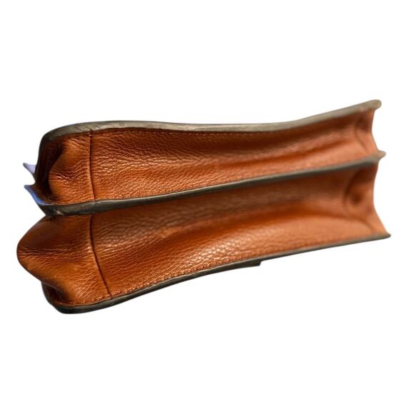 Fossil Wiley Mini Leather Satchel Brown Crossbody Bag Brass Buckle Key Charm - Picture 13 of 15